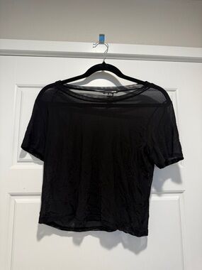 Fashion Nova Black Sheer Short Sleeve Crop Top